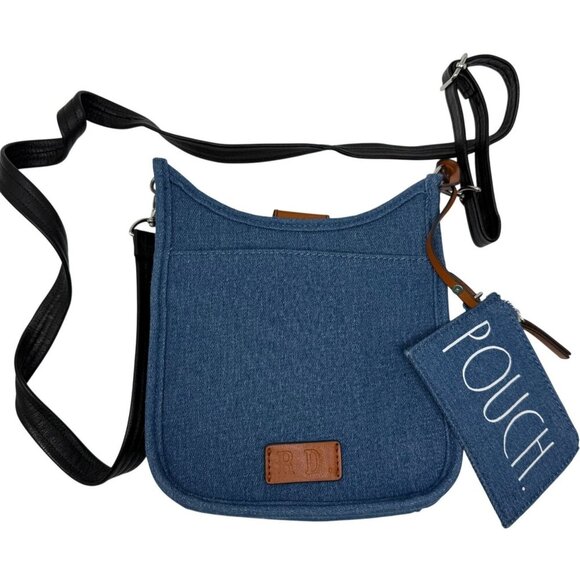 Rae Dunn RD Blue Crossbody Shoulder Bag  Interior Pouch Chambray - Picture 1 of 6